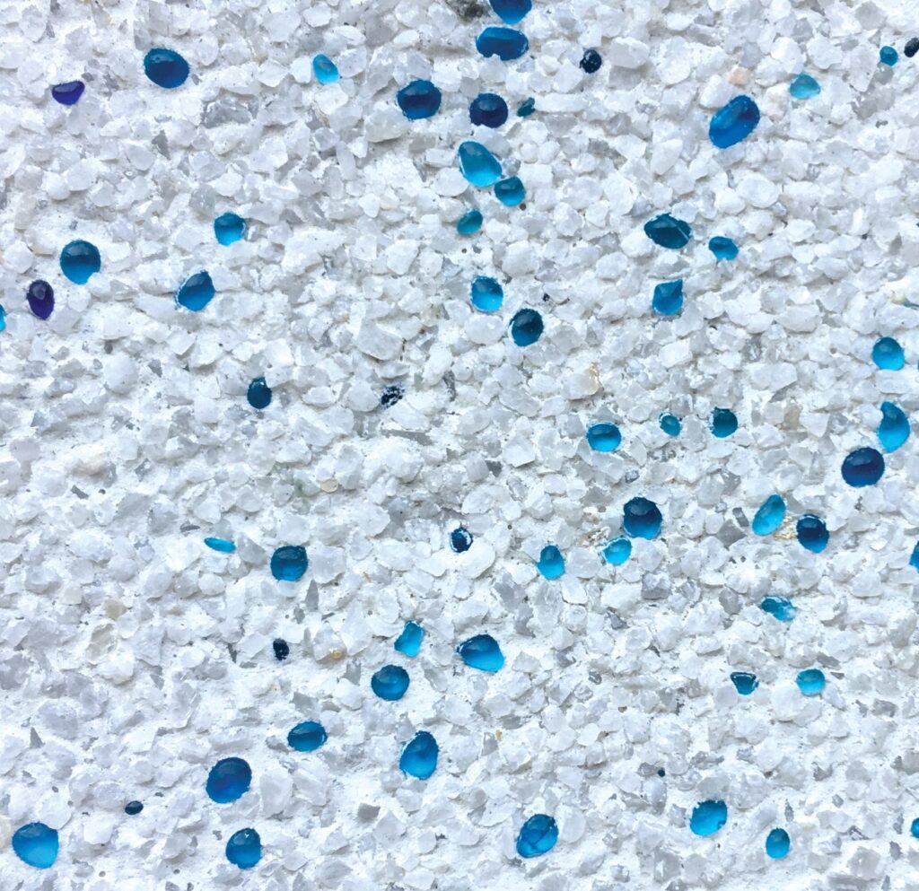 White pebblecrete Light Blue, Aqua Water​
