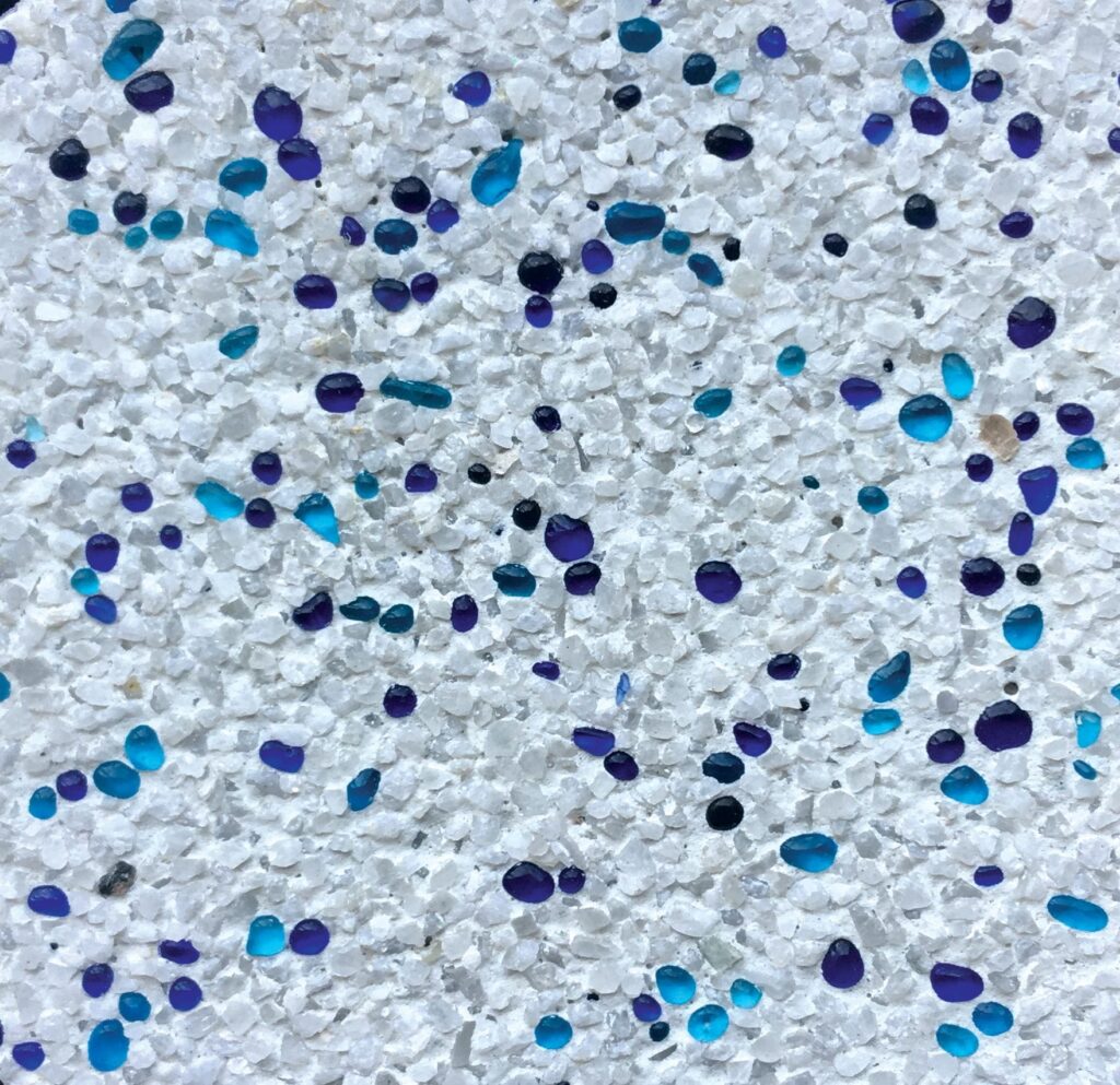 White pebblecrete Mid Blue Water​