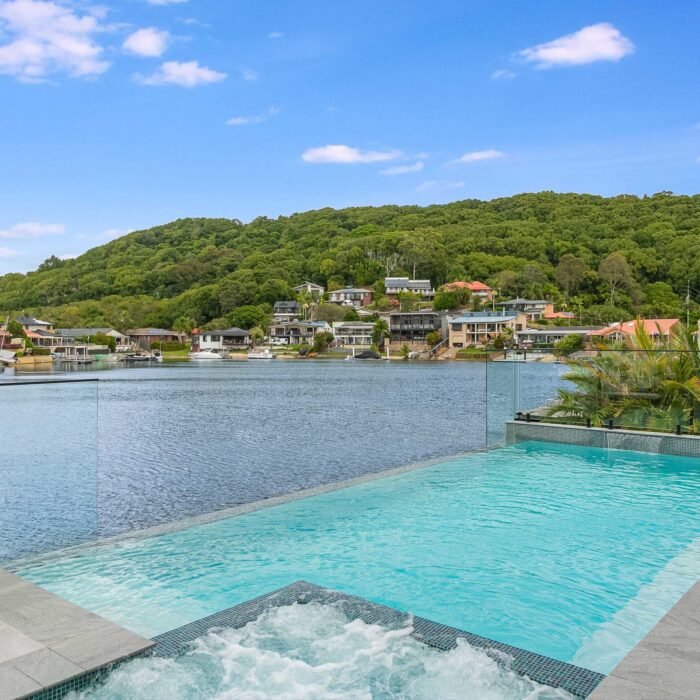 Residential swimming pool with Tweed River views built by Dynamic Pool Designs